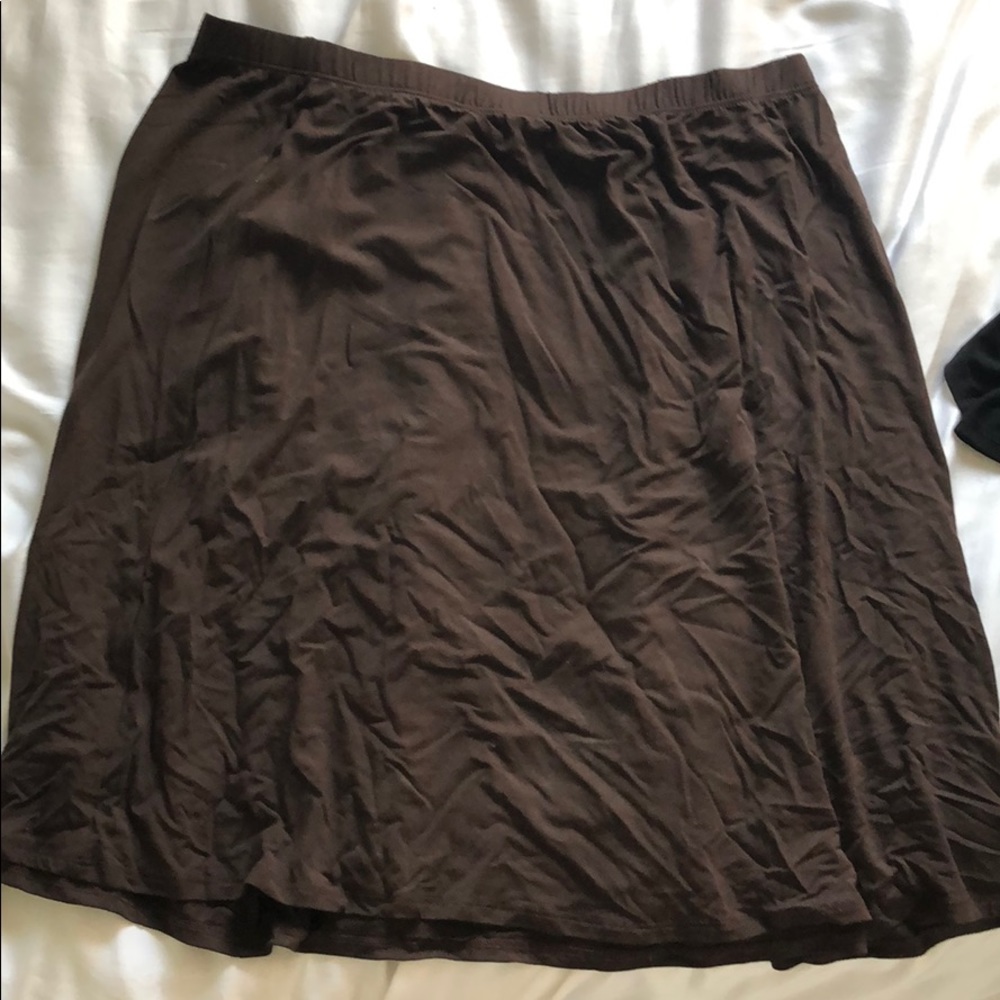 Stretchy Brown Knee Length Skirt